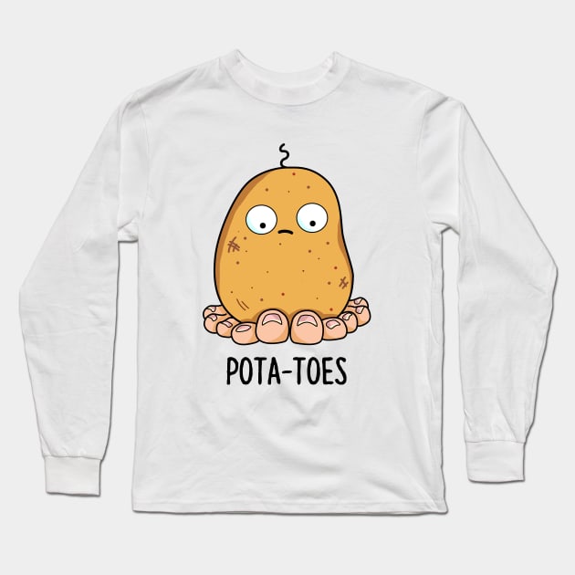 Potatoes Cute Potato With Toes Pun Long Sleeve T-Shirt by punnybone